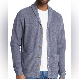 NWT Peter Millar Crown Harbor Shawl Cardigan In Washed Indigo